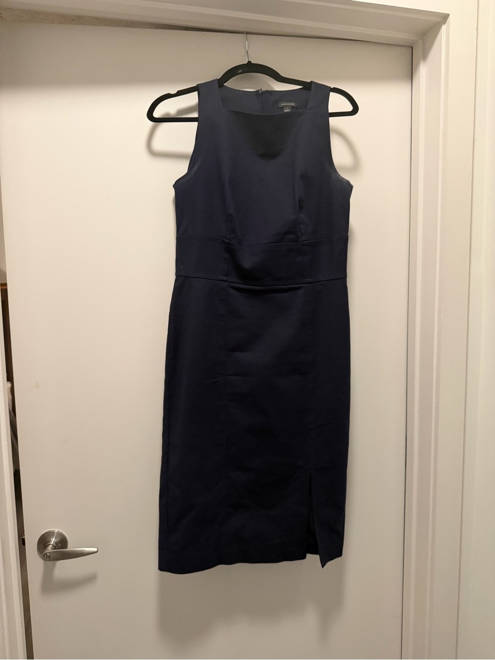 Ann Taylor Sleeveless Navy Midi Sheath Dress